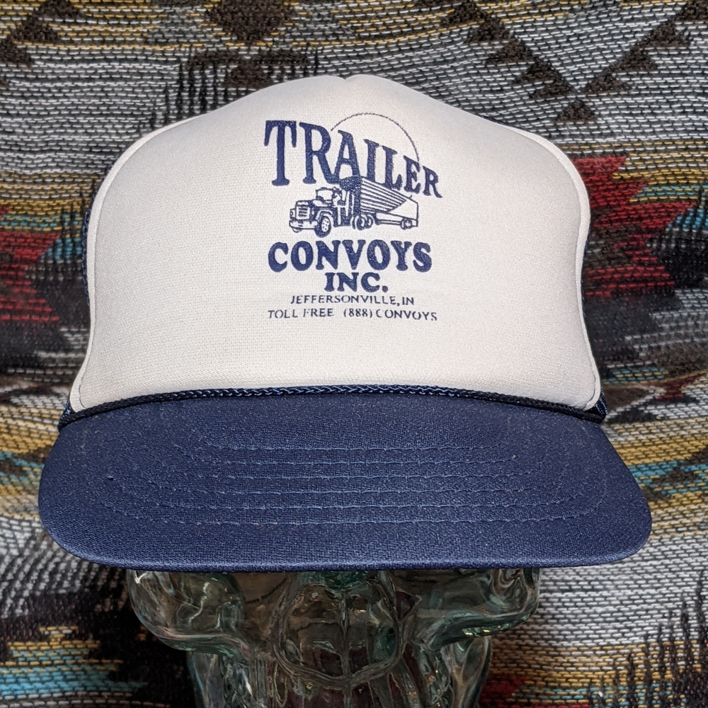 VTG Trailer Convoy NVY/WHT Foam Mesh Trucker Snapback. Cleaned and reshaped.